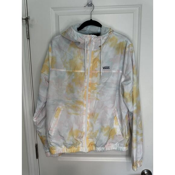 Vans Women XL Kastle Tri Color Windbreaker Jacket Tie Dye Raincoat Skater hooded - Picture 3 of 11